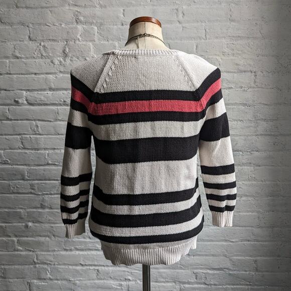 Vintage Chunky Knit Striped Grunge Statement Colorblock Chic Jumper Sweater Top - Picture 5 of 6